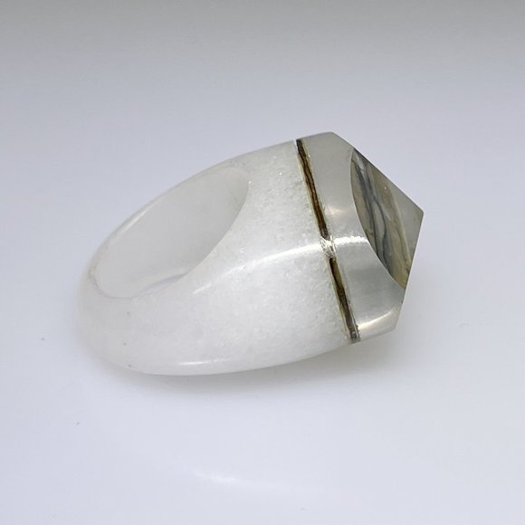 Amazing Abalone triplet ring, Quartz, unique, size 6.75, NWOT - Picture 3 of 7